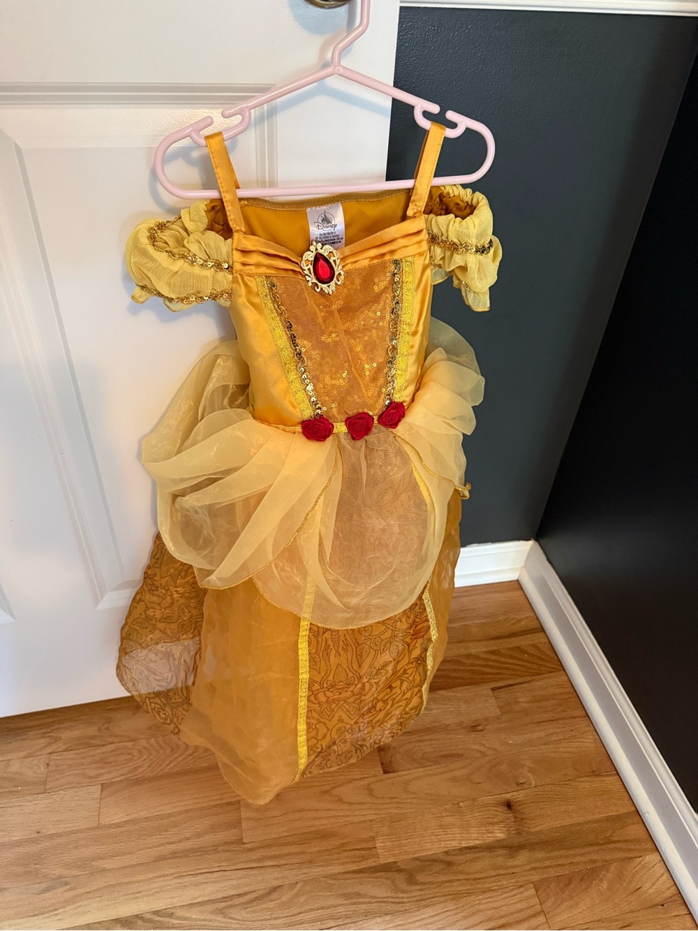 Disney Princess Belle Beauty & The Beast Deluxe Costume Dress 4T Gold Halloween